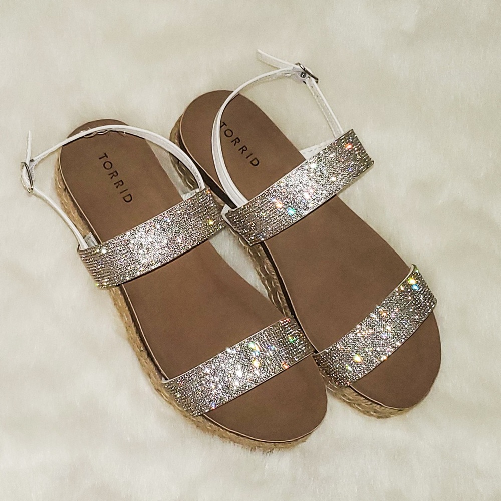 Torrid White/Silver Bling Platform Sandal
